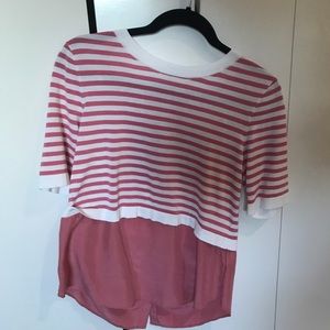 Pink and White Striped Blouse